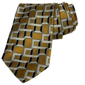 Bruno Piattelli Tie Men Gold Silver Black Geometric Silk Made in Italy